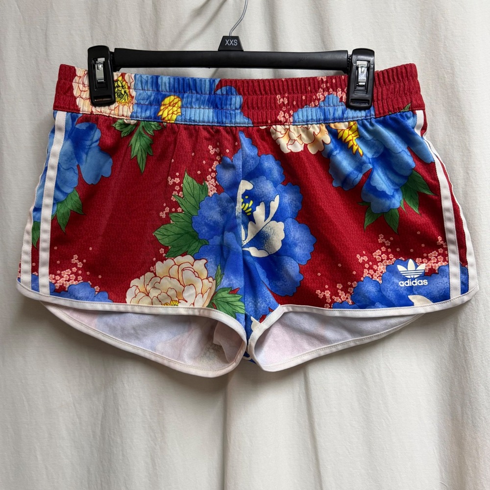Adidas Originals x Farm Rio Chita Womens Red Floral Peony Track Shorts Medium